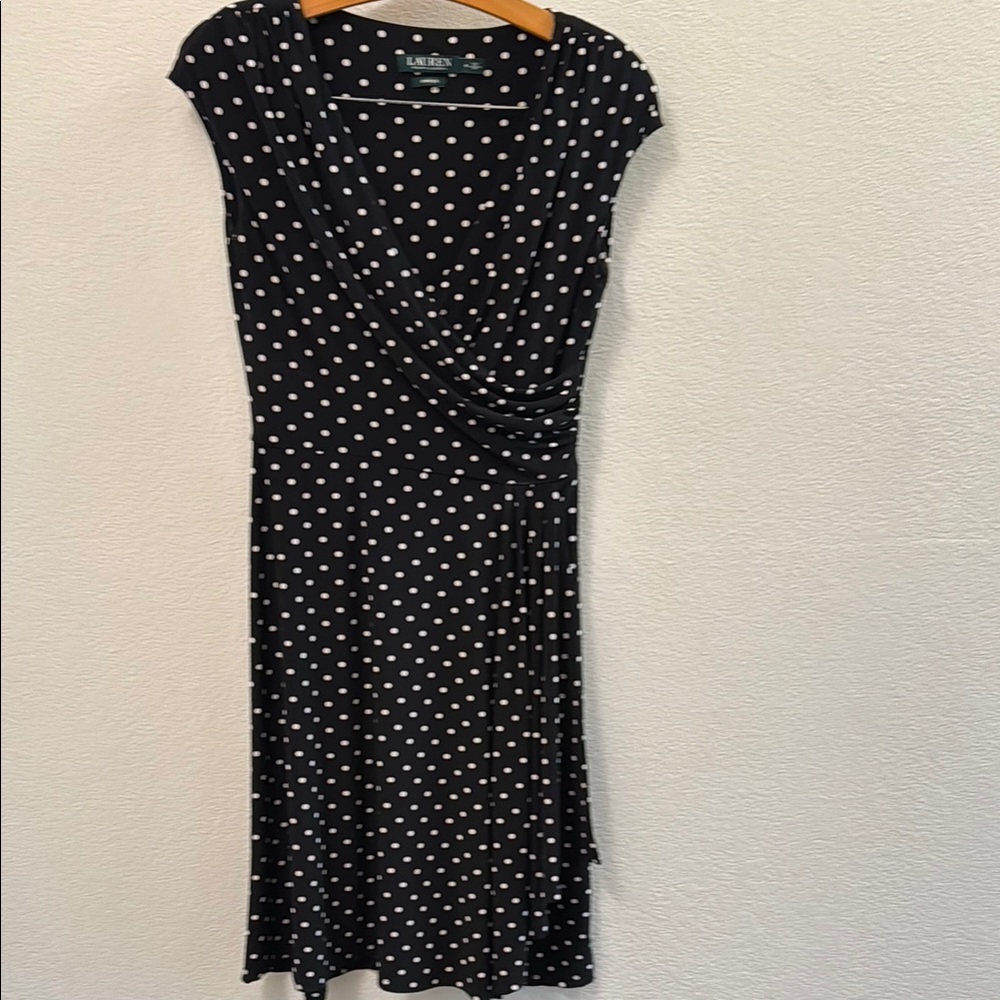 Ralph Lauren Black and White Fit and Flare Midi Dress